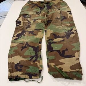US Military Woodland Camo Cargo Pants Ripstop BDU Trousers Large Regular